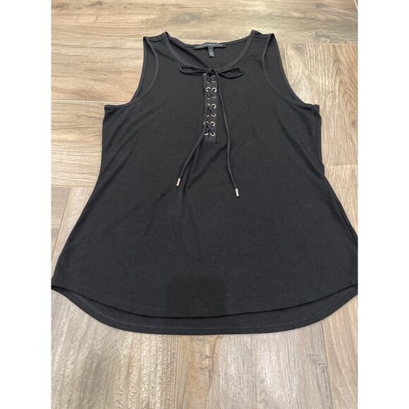 White House Black Market Bundle (2) of Blk/Wht Tie Tanks w/ Silver detail Medium - Picture 6 of 13